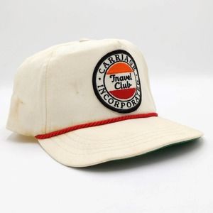 Carriage Travel Club Trucker Hat Patch Vintage Distressed Canvas Cap USA White